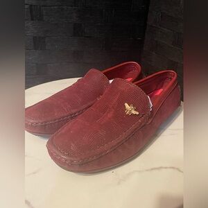 Alberto Fellini Mens 8 Loafers Red Honey Bee Faux Patent Leather Dress Shoe